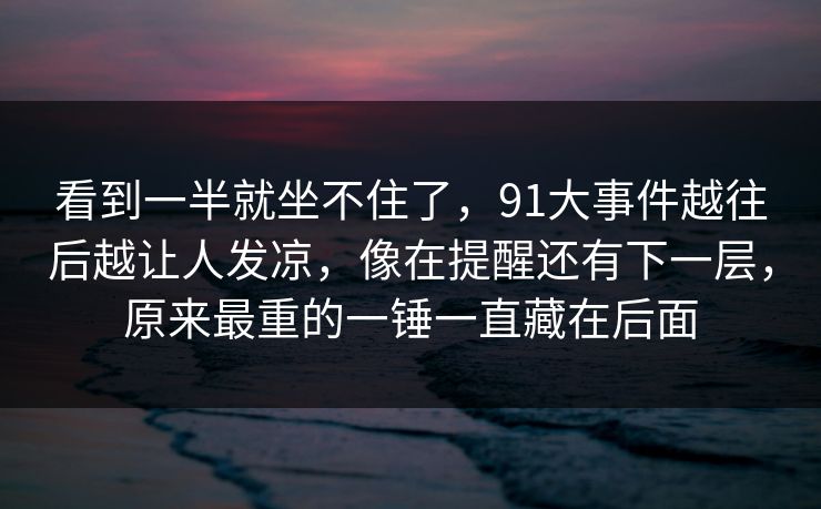 看到一半就坐不住了，91大事件越往后越让人发凉，像在提醒还有下一层，原来最重的一锤一直藏在后面