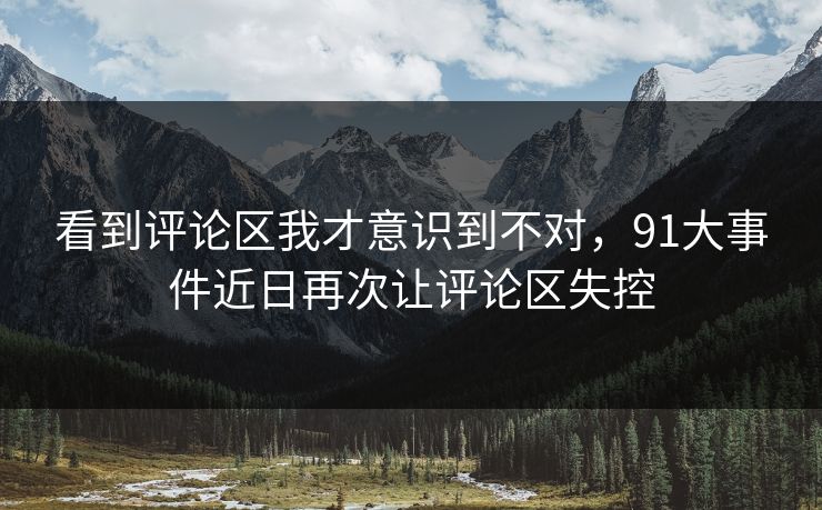 看到评论区我才意识到不对，91大事件近日再次让评论区失控