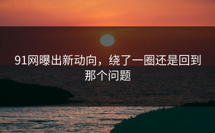91网曝出新动向，绕了一圈还是回到那个问题