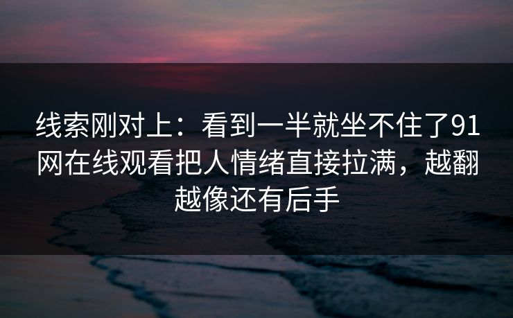 线索刚对上:看到一半就坐不住了91网在线观看把人情绪直接拉满,越翻越像还有后手