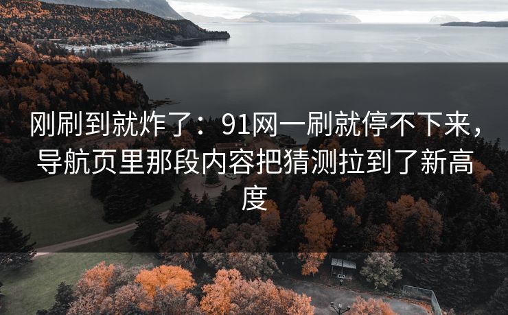 刚刷到就炸了：91网一刷就停不下来，导航页里那段内容把猜测拉到了新高度