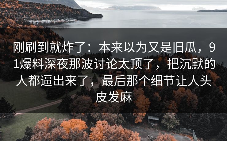 刚刷到就炸了：本来以为又是旧瓜，91爆料深夜那波讨论太顶了，把沉默的人都逼出来了，最后那个细节让人头皮发麻