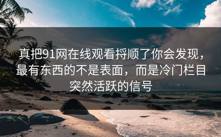 真把91网在线观看捋顺了你会发现,最有东西的不是表面,而是冷门栏目突然活跃的信号